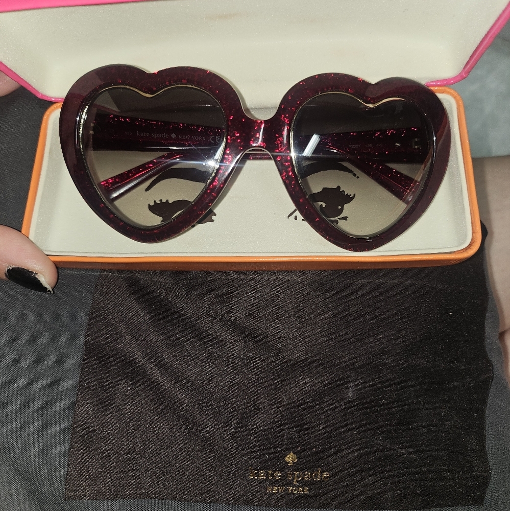 RARE Kate Spade Tayla Red Heart Sunglasses